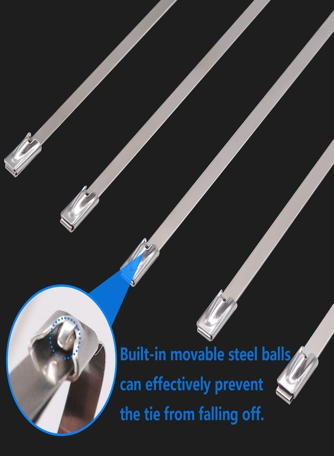 Bemaka 100Pcs Metal Zip Ties 11.8 Inch 304 Stainless Steel Cable Ties Heavy Duty Zip Ties for Outdoor Fence Farm Cable Pipe Garden H-082-100PCS - Image 4